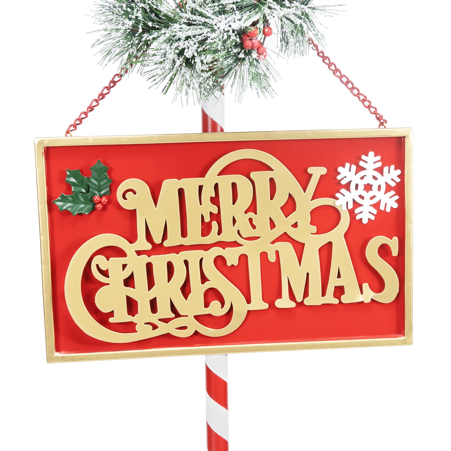 Merry Christmas Outdoor Candy Cane Sign Decoration