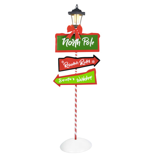 Pre-Lit Christmas Solar Lamp Post Sign Decoration
