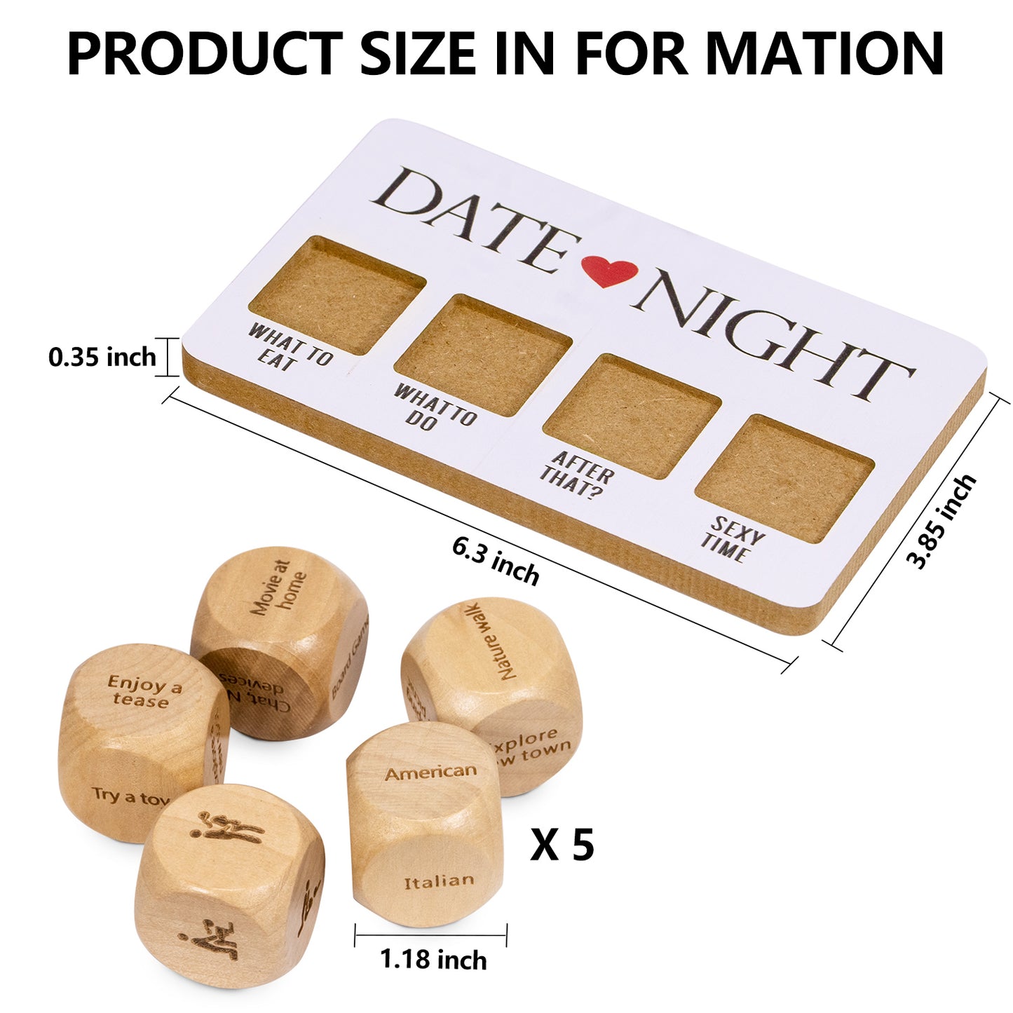 Date Night Dice Game, Decision Dice Gift for Couples, 5pcs
